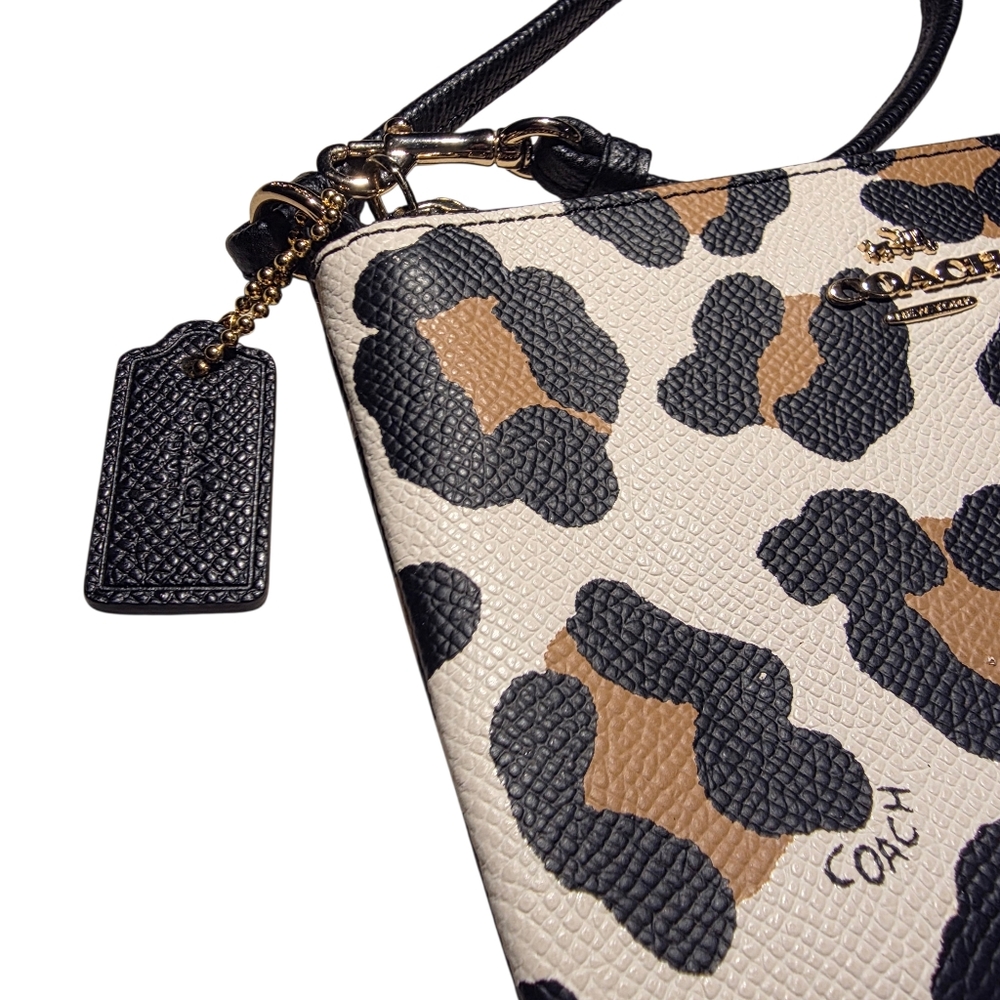 COACH NWOT Ocelot Print Leather Corner Zip Wristlet - Picture 2 of 4